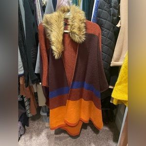 Forever 21 plus fur collared poncho